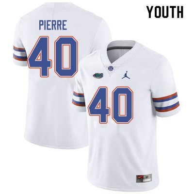 Youth Florida Gators #40 Jesiah Pierre NCAA Jordan Brand White Authentic Stitched College Football Jersey YVS3862EF